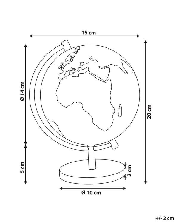 Globus Sort Hvid Blank med Sølv 20 x 15 cm Dekorativ Dreje Spinde Globe Verdenskort Skoleundervisning Kontor Moderne Dekoration Tilbehør