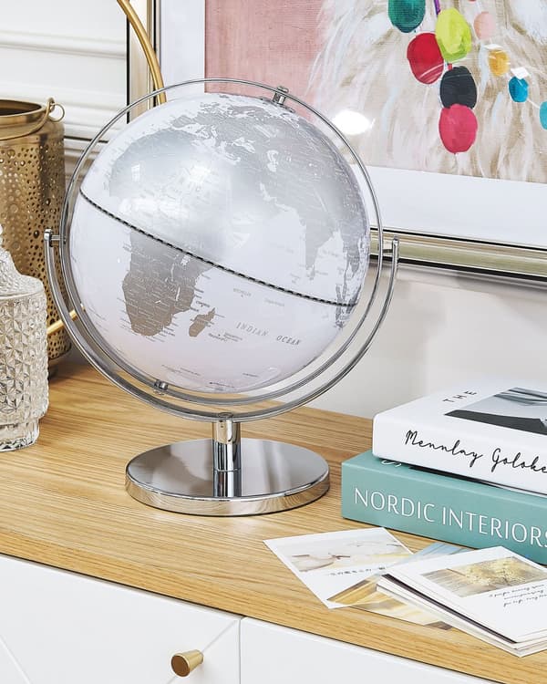Dekorativ Jordglob Silver 22 cm Modern Traditionell