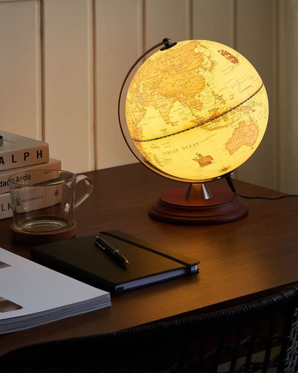 Jordglob Gul Syntet med LED Dekorativ 25 cm Värld Sfär Kontor Arbetsrum Modern Dekoration