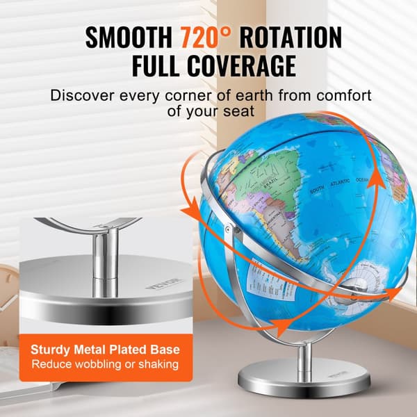 Belyst Verdensglobus, 720° Rotation, USB-drevet