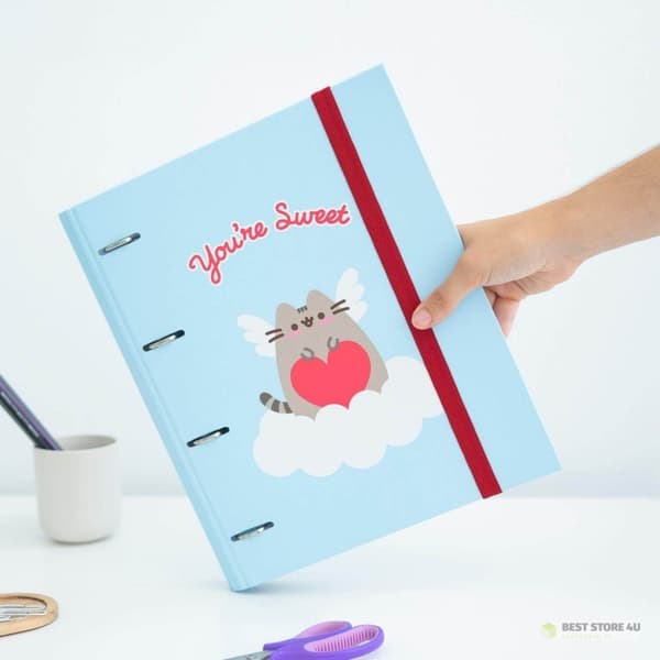 Pusheen - A4-pärm från Purrfect Love-kollektionen med ark (4 ringar, resår)