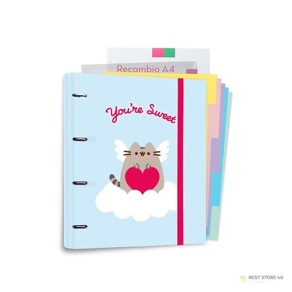 Pusheen - A4-pärm från Purrfect Love-kollektionen med ark (4 ringar, resår)