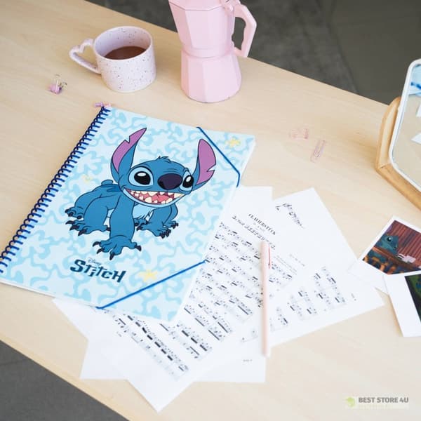 Disney Stitch - A4 elastisk ringbind + 30 gennemsigtige ark