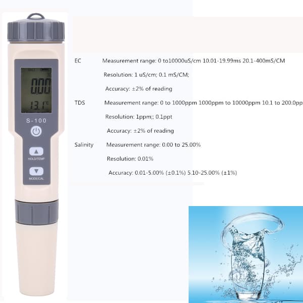 INF 4-in-1 Digitaalinen vesimittari suolapitoisuudelle, TDS:lle, EC:lle, lämpötilalle