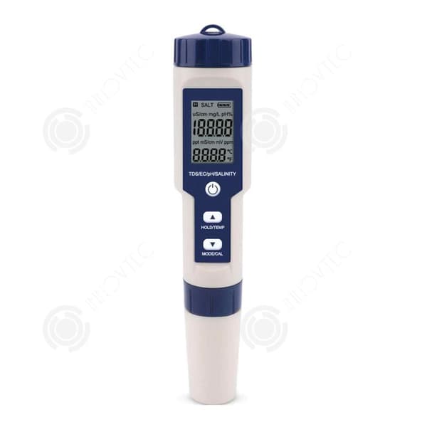 INN PH-testare 5 i 1 elektronisk poolvattentestare ph/tds/ec/salthalt/tempmeter med ATC ph-mätare högupplöst precision