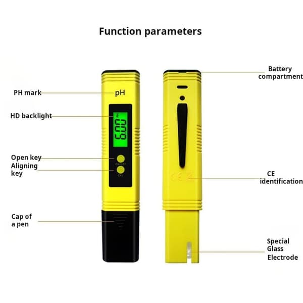 Bomclap Digital pH-måler – Baggrundsbelysning med høj nøjagtighed og batteritester, pH 0-14 til vandkvalitetstest