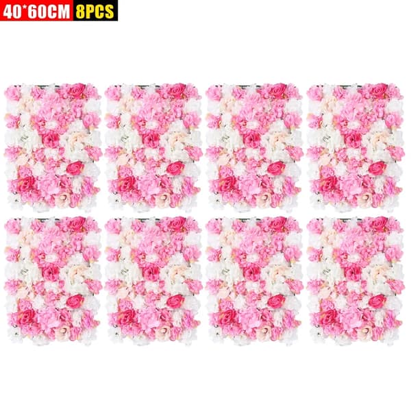 Konstgjord Blomvägg, 8 Stycken, Mångsidig Blomsterdesign,Rosaröd