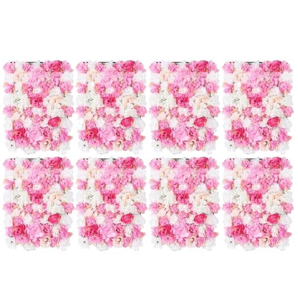 Kunstig Blomster Væg, 8 Stykker, Alsidig Blomsterdesign,Rosenrød