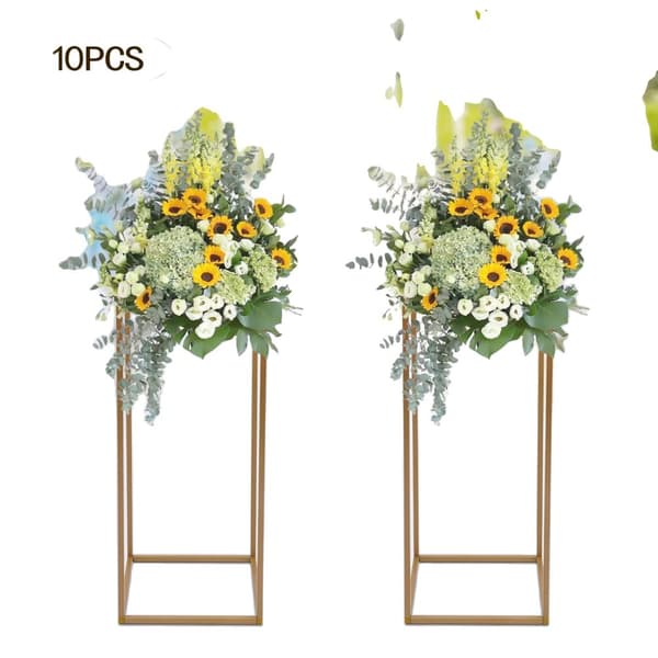 Bröllopsblomsterställ, Modern design, Guldfinish, Set om 10
