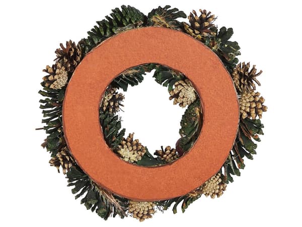 Krans Grön 35 cm Rund Syntetmaterial Julkrans Trä Kottar Traditionell Design