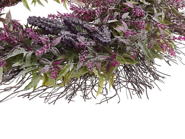 Dørkrans lilla dekorativ blomstret 50 cm rundt bord væg ornament i rustik traditionel boho stil