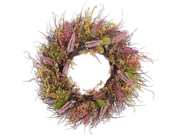 Kunstig Pink Grøn Dørkrans 50cm Rundt Bord Vægdekoration Rustik Traditionel Boho Stil