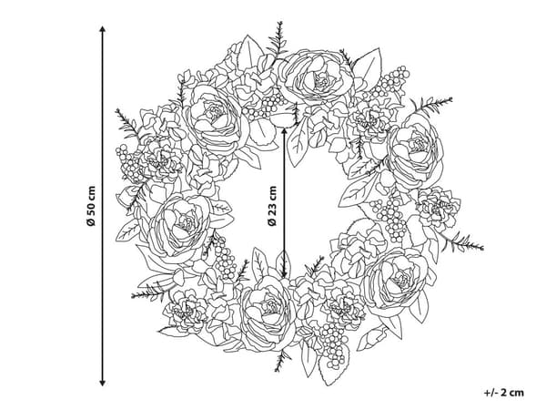 Dørkrans Blå Flerfarvet Plastik og Jern ø 50 cm Rundt Dekorativ Julekrans Blomstret Bordpynt Vægdekoration Ornament i Rustik Boho stil