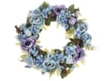 Miniatyrbillede 1 af 5: Dørkrans Blå Flerfarvet Plastik og Jern ø 50 cm Rundt Dekorativ Julekrans Blomstret Bordpynt Vægdekoration Ornament i Rustik Boho stil
