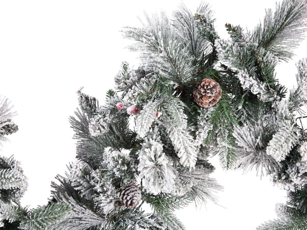 Koristeköynnös valkoinen 180 cm muovi luminen LED-valot ajastin paristokäyttöinen tekomarjat ja kävyt joulu
