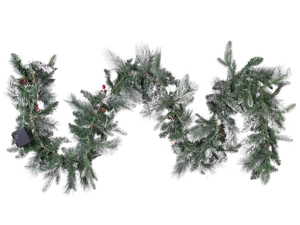 Juleguirlande Hvid og grøn Syntetisk PVC Materiale 270 cm forbelyst med LED-lys Sæsonbestemt indretning julepynt