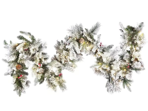 Juleguirlande Hvid og grøn Syntetisk PVC Materiale 270 cm forbelyst med LED-lys Sæsonbestemt indretning julepynt