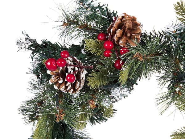 Julkrans Grön Vit Syntetmaterial 270 cm Rund LED-lampor Hängande julpynt