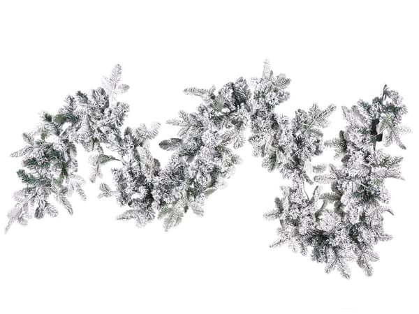 Juleguirlande grøn og hvid Syntetisk Materiale bomuld 180 cm LED-lys Plast Kunstig dekoration til ophæng over pejs