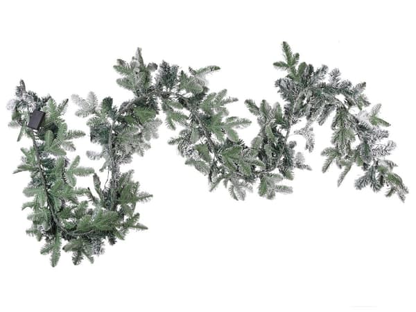 Juleguirlande grøn og hvid Syntetisk Materiale bomuld 180 cm LED-lys Plast Kunstig dekoration til ophæng over pejs