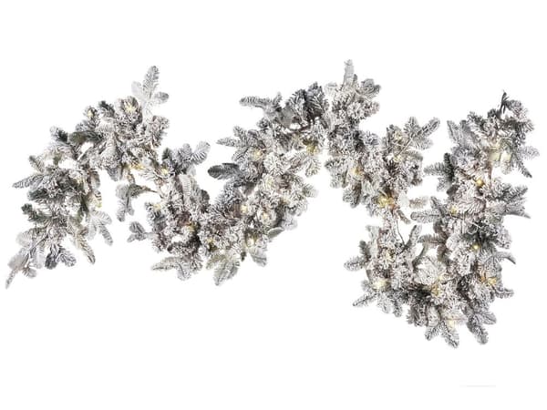 Juleguirlande grøn og hvid Syntetisk Materiale bomuld 180 cm LED-lys Plast Kunstig dekoration til ophæng over pejs