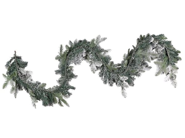 Juleguirlande grøn og hvid Syntetisk Materiale bomuld 270 cm LED-lys Plast Kunstig dekoration til ophæng over pejs