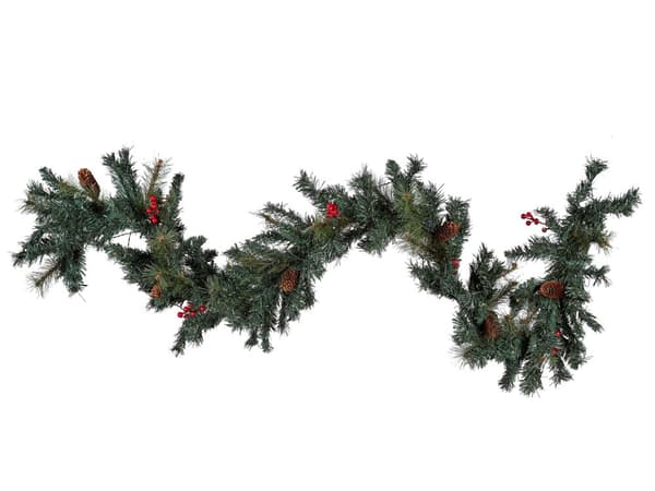 Juleguirlande grøn og hvid Syntetisk Materiale bomuld 180 cm LED-lys Plast Kunstig dekoration til ophæng over pejs