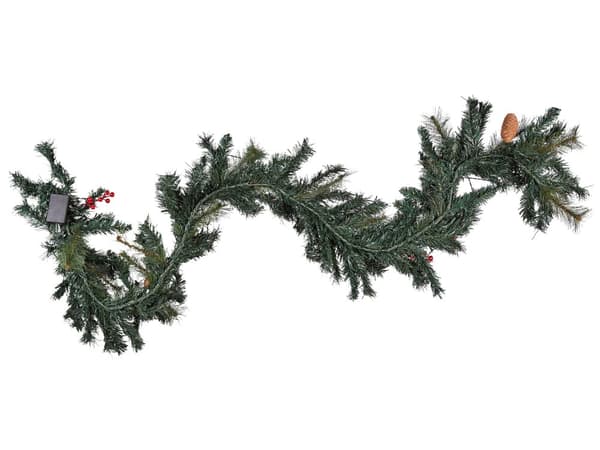 Juleguirlande grøn og hvid Syntetisk Materiale bomuld 180 cm LED-lys Plast Kunstig dekoration til ophæng over pejs