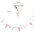 Pikkukuva 3 / 6: Viiriketju lastenhuone 350 cm sametti, vohveli puuvilla - viiri seppele ulkona syntymäpäivä viiri ketju kangas koristelu säänkestävä 12 kolmiota ruusu