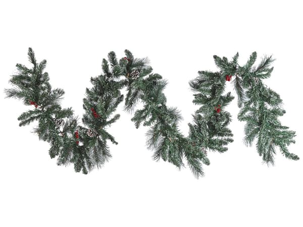 Julgirland Grön Syntetmaterial 270 cm LED-lampor Konstgjorda frostade tallkottar Bär Justerbara kvistar