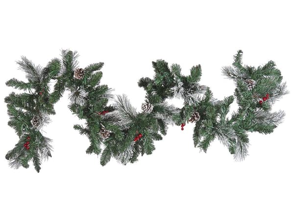 Julekrans Grøn Syntetisk Materiale 180 cm LED-lys Kunstige frostede fyrrekogler Bær Justerbare kviste
