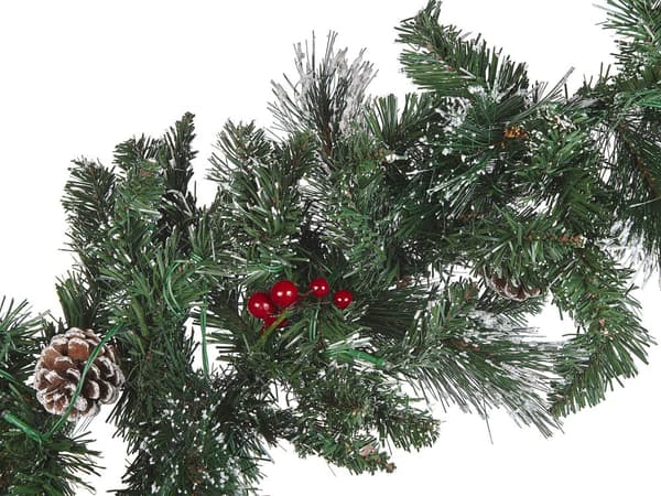 Julekrans Grøn Syntetisk Materiale 180 cm LED-lys Kunstige frostede fyrrekogler Bær Justerbare kviste