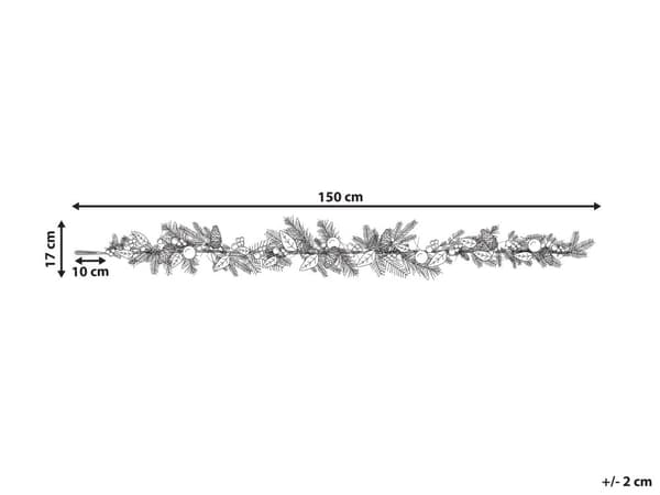 Julgirland Grön Silver Syntetmaterial 150 cm Konstgjord med dekorationer Frostade