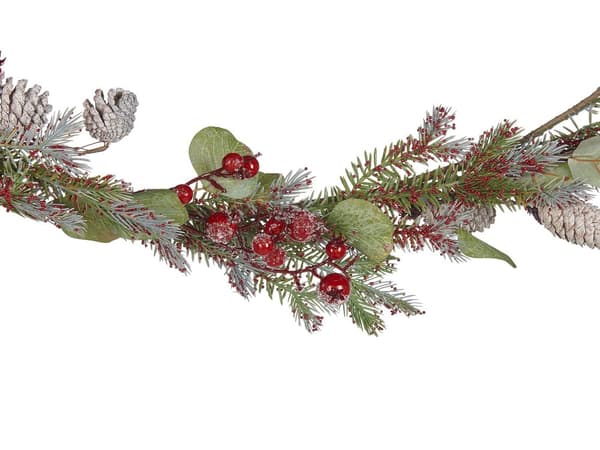 Julgirland Grön Röd Syntetmaterial 150 cm Konstgjord med Ornament Justerbara kvistar