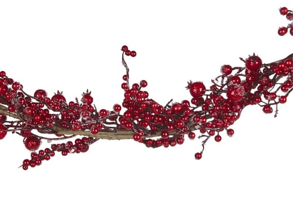 Julgirland Röd Syntetmaterial 150 cm Konstgjord med Ornament Frostig