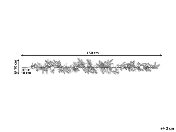 Konstgjord julgirland Grön Syntetmaterial 150 cm med prydnader Justerbara kvistar
