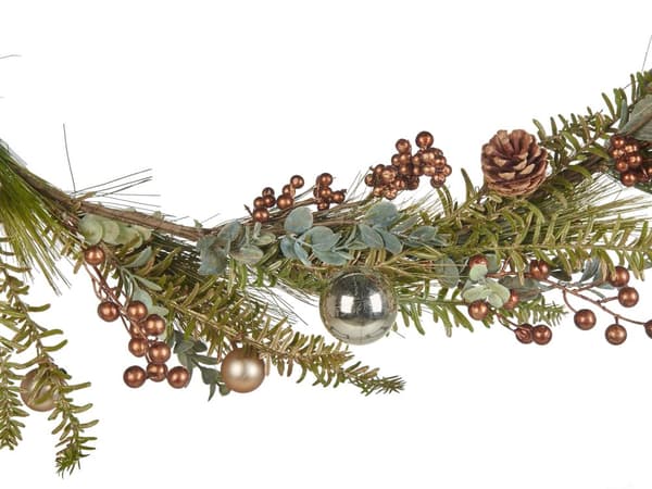 Konstgjord Julgirland Grön Koppar Syntetmaterial 150 cm med Ornament Frostig