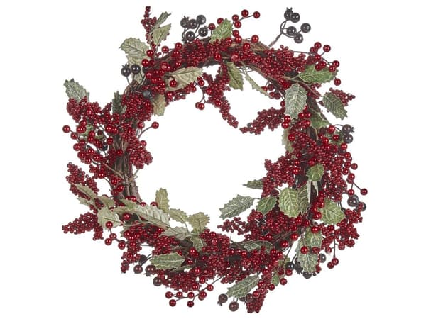 Julekrans Rød Syntetisk Materiale 40 cm Bær Traditionelt Design Rund