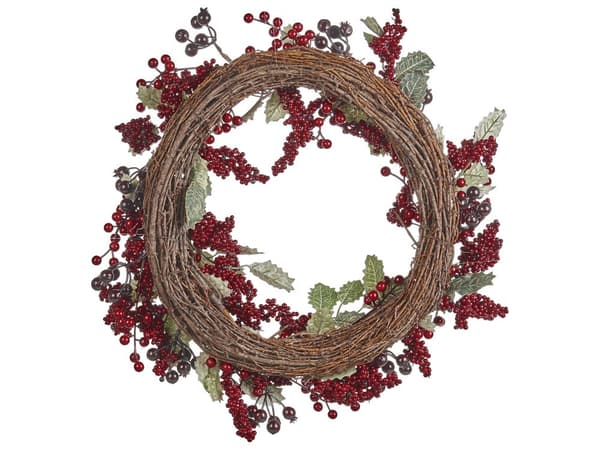 Julkrans Röd Syntetiskt Material 40 cm Bär Traditionell Design Rund