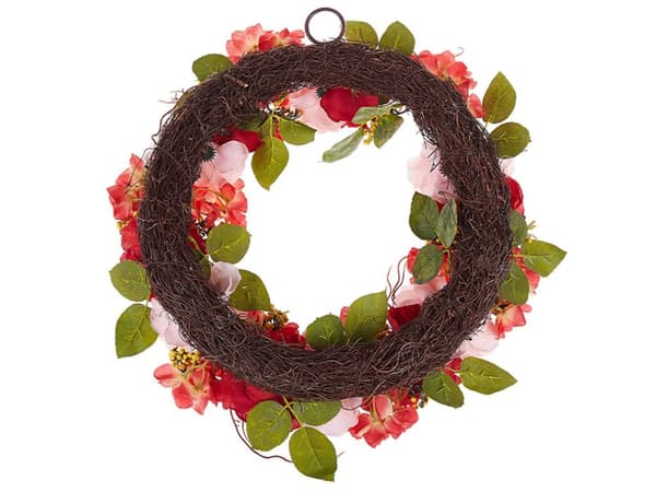 Dørkrans Rosa Rød Kunstige blomster Ø 50 cm Veggdekorasjon Håndlaget Rustikk Tradisjonell Boho