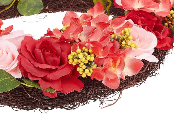 Dørkrans Rosa Rød Kunstige blomster Ø 50 cm Veggdekorasjon Håndlaget Rustikk Tradisjonell Boho