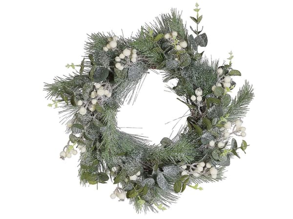 Julekrans Grønt Syntetisk Materiale Naturlig Tre Kunstig Snø Tradisjonell Design Rund 54 cm
