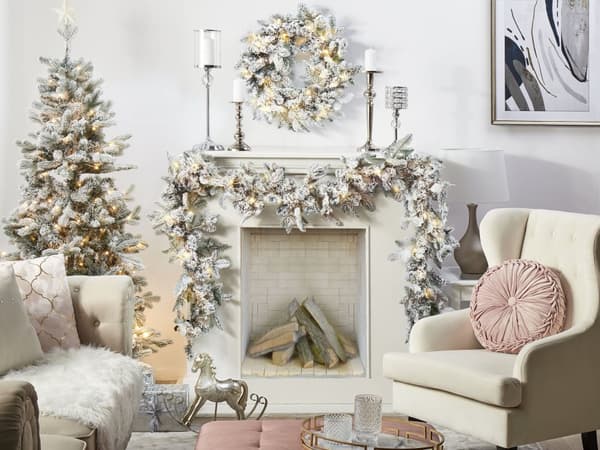 Julekrans Hvit Syntetisk Materiale 270 cm LED-lys Plast Kunstig Julepynt
