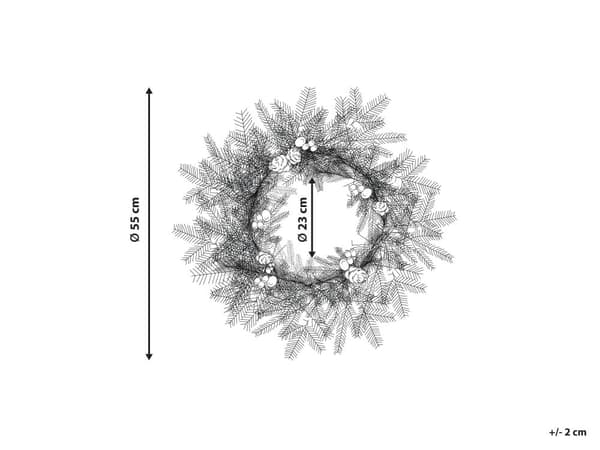 Julekrans Hvit Syntetisk Materiale 55 cm Pre Lit Kunstig Snø Furu Cons Seasonal Hjemme Dekor