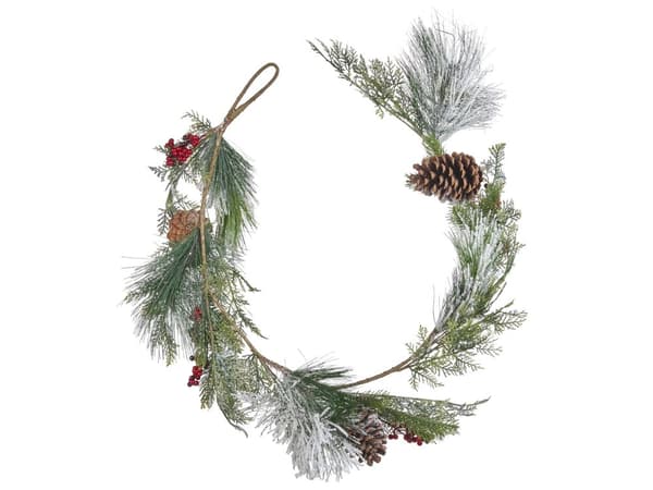 Kunstig Julekrans Grønn Syntetisk Materiale 150 cm Ornament Frostet