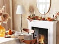 Miniatyrbilde 2 av 5: Kunstig Julekrans Oransje Syntetisk Materiale 150 cm med Ornamenter