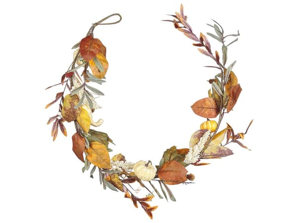Kunstig Julekrans Oransje Syntetisk Materiale 150 cm med Ornamenter