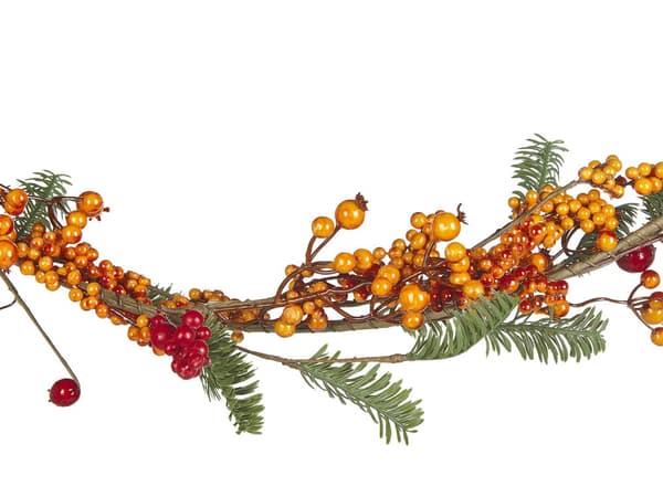 Kunstig Høstkrans Krans Oransje Syntetisk Materiale 150 cm med Ornamenter