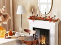 Miniatyrbilde 2 av 5: Kunstig Høstkrans Krans Oransje Syntetisk Materiale 150 cm med Ornamenter