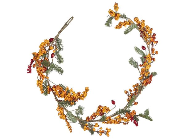 Kunstig Høstkrans Krans Oransje Syntetisk Materiale 150 cm med Ornamenter